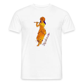Hindu God - the Blue Flute Player Krishna - Men's T-Shirt - white - Front - AI Model Male 178 dark (178cm)