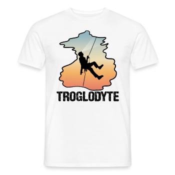 Troglodyte Funny Caving - Cave Explorer Speleology - Men's T-Shirt - white - Front - AI Model Male 178 dark (178cm)