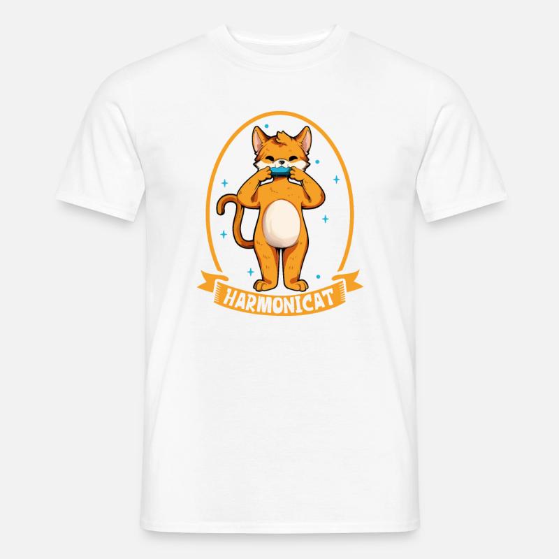 Harmonicat - Cat with harmonica - Men’s T-shirt - white