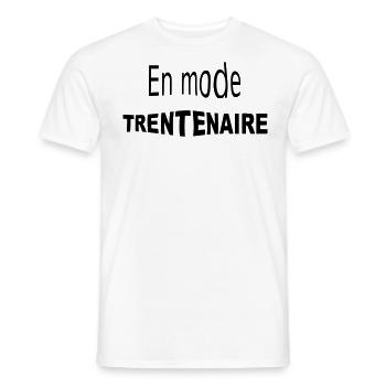 En mode trentenaire / anniversaire / humour - T-shirt homme - blanc - Devant - AI Model Male 178 dark (178cm)
