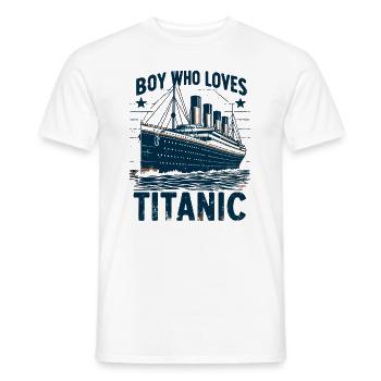 Titanic Ship Boys who just love the RMS Titanic - Men's T-Shirt - white - Front - AI Model Male 178 dark (178cm)