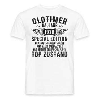 Cadeau d’anniversaire des années 1970 années 1970 année de construction - T-shirt homme - blanc - Devant - AI Model Male 178 dark (178cm)