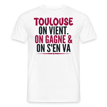 Rugby Toulouse Humour Gift Supporter Rugby - Men's T-Shirt - white - Front - AI Model Male 178 dark (178cm)