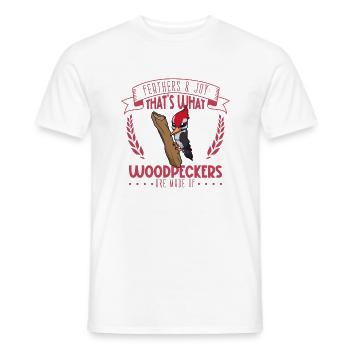 Federn und Freude - Specht - Männer T-Shirt - Weiß - Vorne - AI Model Male 178 dark (178cm)