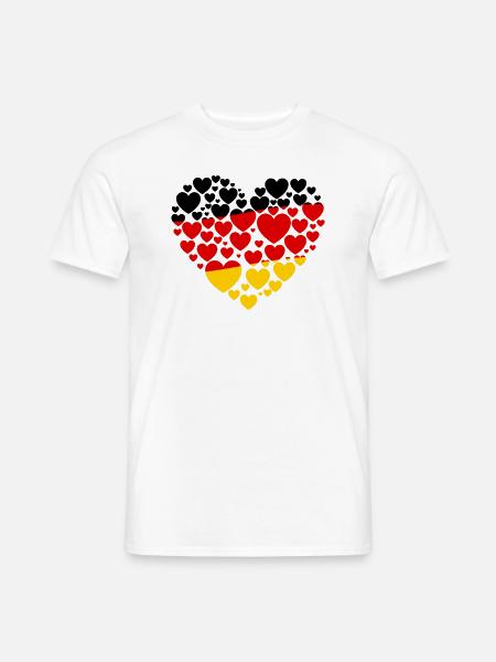 Deutschland Flagge Herz Germany - Männer T-Shirt - Weiß