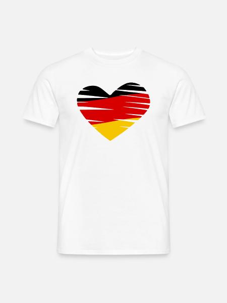 Deutschland Flagge Herz Germany - Männer T-Shirt - Weiß