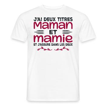 I have two titles Mom and Granny | Mother's Day - Men's T-Shirt - white - Front - AI Model Male 178 dark (178cm)
