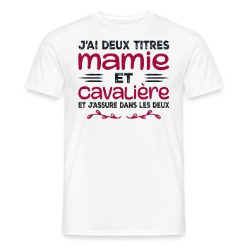 Zwei Titel Granny Rider | Oma | Pferd - Männer T-Shirt - Weiß - Vorne - AI Model Male 178 dark (178cm)