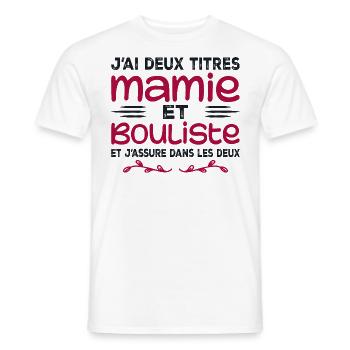 Zwei Titel Granny Bouliste | Oma, Pétanque - Männer T-Shirt - Weiß - Vorne - AI Model Male 178 dark (178cm)