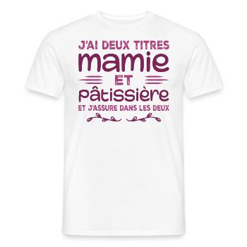 Granny and Pastry Chef | Grandma | Pastry - Men's T-Shirt - white - Front - AI Model Male 178 dark (178cm)