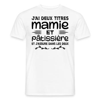 Granny and Pastry Chef | Grandma | Pastry - Men's T-Shirt - white - Front - AI Model Male 178 dark (178cm)
