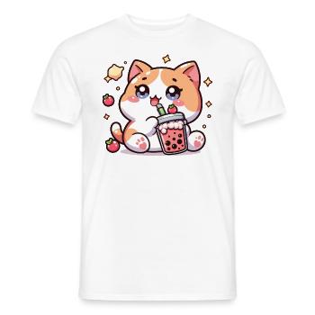 Bubble Tea Boba Milch Kawaii Anime Neko Katze - Männer T-Shirt - Weiß - Vorne - AI Model Male 178 dark (178cm)
