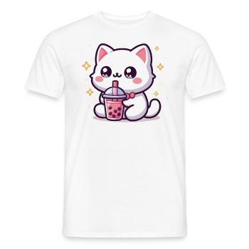 Bubble Tea Boba Milch Kawaii Anime Neko Katze - Männer T-Shirt - Weiß - Vorne - AI Model Male 178 dark (178cm)