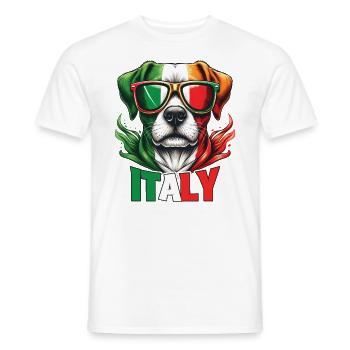 Italie Drapeau Chien Lunettes de soleil Italie & Italie - T-shirt homme - blanc - Devant - AI Model Male 178 dark (178cm)