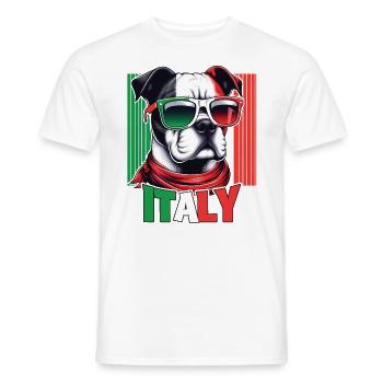 Italie Drapeau Chien Lunettes de soleil Italie & Italie - T-shirt homme - blanc - Devant - AI Model Male 178 dark (178cm)