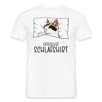 Offizielles Schlafshirt Japanische Bobtail Katze - Männer T-Shirt - Weiß - Vorne - AI Model Male 178 dark (178cm)