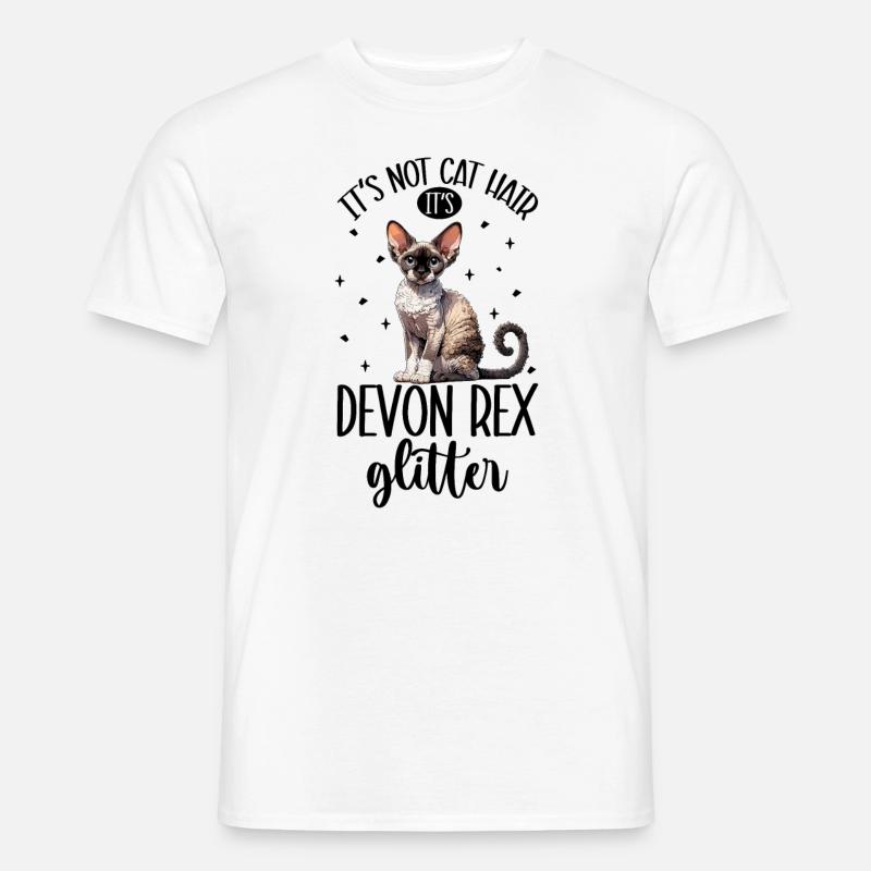 Katzen Glitzer - Devon Rex - Männer T-Shirt - Weiß