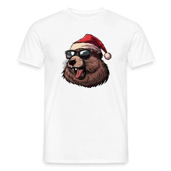 Beaver Christmas Funny - Men's T-Shirt - white - Front - AI Model Male 178 dark (178cm)