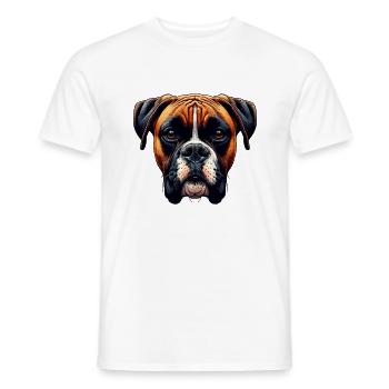 Visage de chien - Boxer - T-shirt homme - blanc - Devant - AI Model Male 178 dark (178cm)