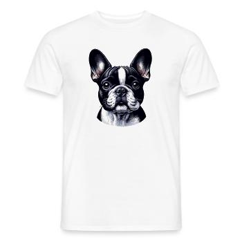 Visage de chien - Bouledogue français - T-shirt homme - blanc - Devant - AI Model Male 178 dark (178cm)