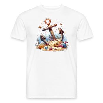 Anchor with Cute Crab - Anchor Motif - Men's T-Shirt - white - Front - AI Model Male 178 dark (178cm)