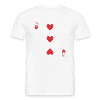 Playing card heart 3 - Men's T-Shirt - white - Front - AI Model Male 178 dark (178cm)