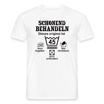 Schonend Behandeln Geschenk zum 45. Geburtstag - Männer T-Shirt - Weiß - Vorne - AI Model Male 178 dark (178cm)