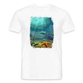 sous-marin aquarium poisson de mer lac corail - T-shirt homme - blanc - Devant - AI Model Male 178 dark (178cm)