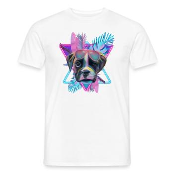 Boxer süßer Hund tropical neon cool welpe - Männer T-Shirt - Weiß - Vorne - AI Model Male 178 dark (178cm)