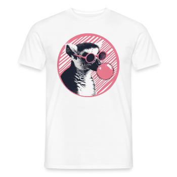 Lémurien avec lunettes de soleil et chewing-gum rose - T-shirt homme - blanc - Devant - AI Model Male 178 dark (178cm)