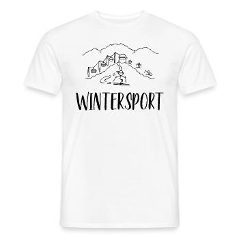 Winter sports skiing piste chairlift - Men's T-Shirt - white - Front - AI Model Male 178 dark (178cm)