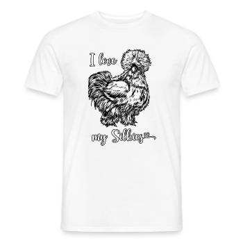 J’adore mes poulets de soie - T-shirt homme - blanc - Devant - AI Model Male 178 dark (178cm)