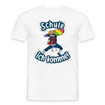 Schule ich komme - Ninja Schulanfang Einschulung - Männer T-Shirt - Weiß - Vorne - AI Model Male 178 dark (178cm)