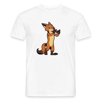 Comic Fuchs plays flute - Men's T-Shirt - white - Front - AI Model Male 178 dark (178cm)
