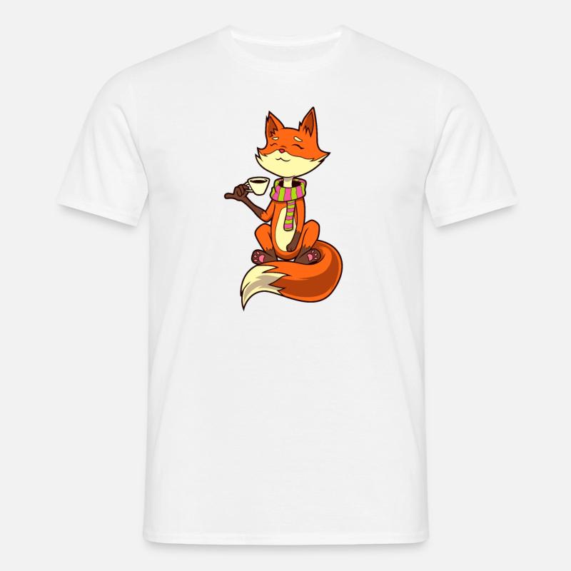 Fox drinks coffee - coffee drinker - Men's T-Shirt - white