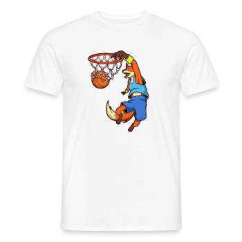 Comic Fuchs plays basketball - Men's T-Shirt - white - Front - AI Model Male 178 dark (178cm)