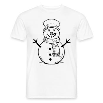 Bande dessinée d’hiver de bonhomme de neige - T-shirt homme - blanc - Devant - AI Model Male 178 dark (178cm)