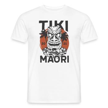 Tiki - Masque Tiki - T-shirt homme - blanc - Devant - AI Model Male 178 dark (178cm)