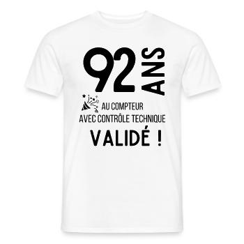 anniversaire 92 ans humour adulte cadeau - T-shirt homme - blanc - Devant - AI Model Male 178 dark (178cm)