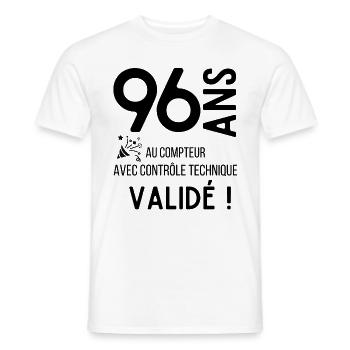 Anniversaire 96 ans humour adulte cadeau - T-shirt homme - blanc - Devant - AI Model Male 178 dark (178cm)
