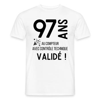 Anniversaire 97 ans humour adulte cadeau - T-shirt homme - blanc - Devant - AI Model Male 178 dark (178cm)