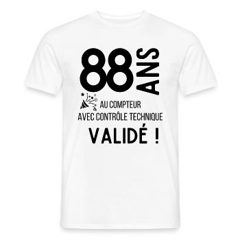Anniversaire 88 ans humour adulte cadeau - T-shirt homme - blanc - Devant - AI Model Male 178 dark (178cm)