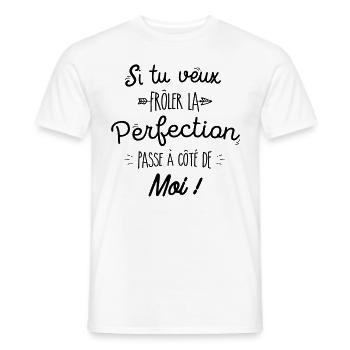 Perfection c'est moi - T-shirt homme - blanc - Devant - AI Model Male 178 dark (178cm)