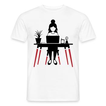 Learning Woman Computer Job - Men's T-Shirt - white - Front - AI Model Male 178 dark (178cm)