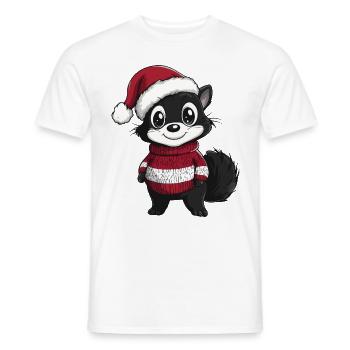 Bande dessinée de Noël Skunk - T-shirt homme - blanc - Devant - AI Model Male 178 dark (178cm)
