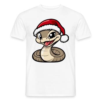 Serpent Cobra Noël Mignon - T-shirt homme - blanc - Devant - AI Model Male 178 dark (178cm)