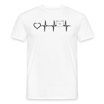 Katze Heartbeat Katzenliebhaber Katzenbesitzer - Männer T-Shirt - Weiß - Vorne - AI Model Male 178 dark (178cm)