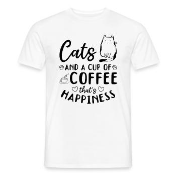 Katzen und eine Tasse Kaffee - Katzenbesitzerin - Männer T-Shirt - Weiß - Vorne - AI Model Male 178 dark (178cm)