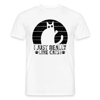Cat lovers Funny cats I like cats - Men's T-Shirt - white - Front - AI Model Male 178 dark (178cm)