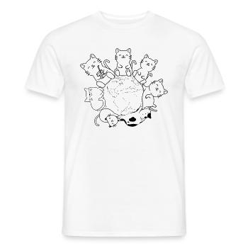 Cats On Earth I Cat Lovers Cats on Earth - Ni - Men's T-Shirt - white - Front - AI Model Male 178 dark (178cm)